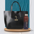 Customized Perfect Women Tote Bag and Water Bottle - Black