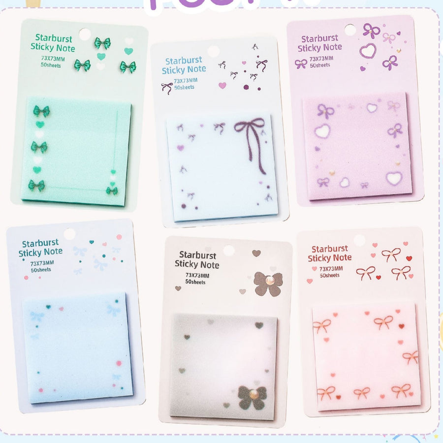 Starburst Bow Shimmer Sticky Notes ( 1pc )