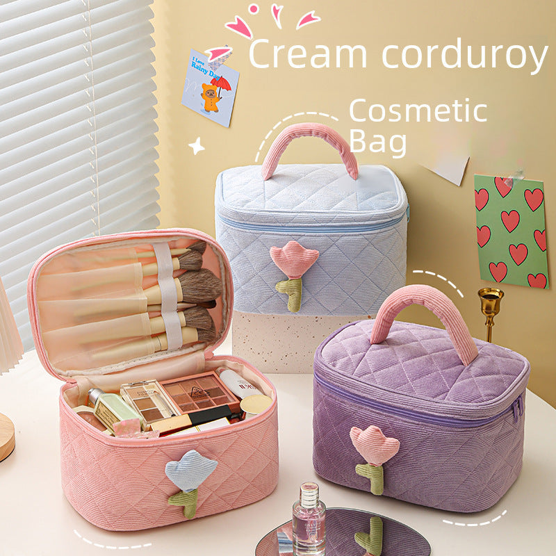 Pinteresty Tulip Plush Cosmetic Makeup Vanity Organizer Pouch ( 1pc )
