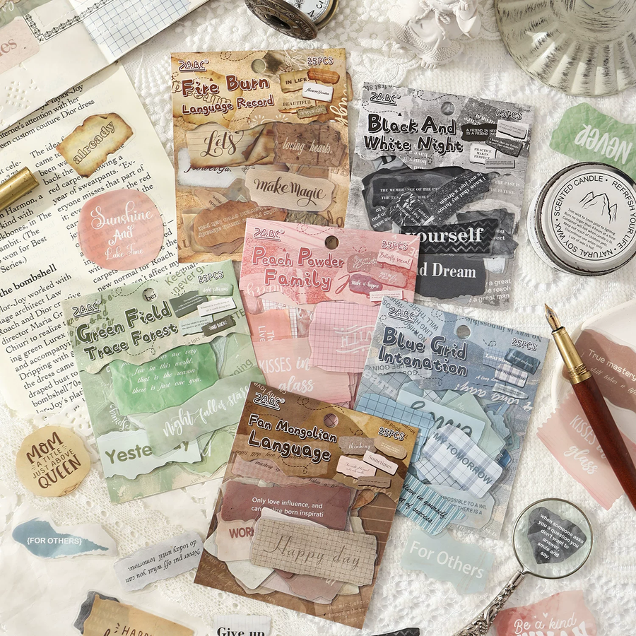 Memory Quotes Series Vintage English Label Journaling Scrapbooking Stickers ( 25pcs )