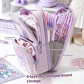 Kawaii Cute Rabbit Double Layer Multipurpose Pencil Stationery Pouch ( 1pc )
