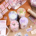 Floral Flower Retro Journaling Stamp Sticker Roll ( 1pc )