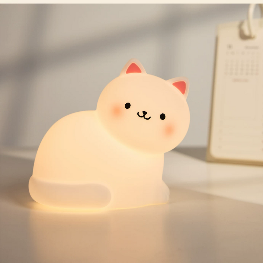 White Kitty Cat Silicone Night Light Lamp ( 1pc )