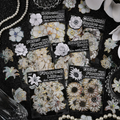 Flowers Retro Black & White Journaling Scrapbooking Stickers ( 20pcs )