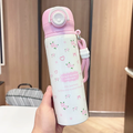 Pinteresty Floral Cherry Double Sipper Stainless Steel Bottle ( 1pc )