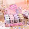 Floral Flower Retro Journaling Stamp Sticker Roll ( 1pc )