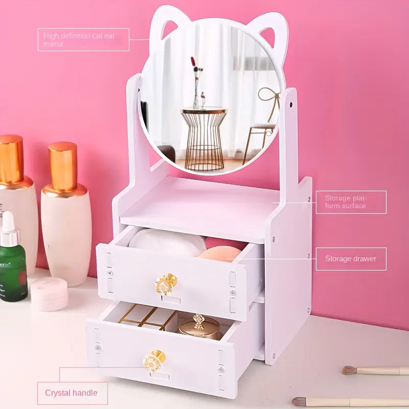 DIY Makeup Desk Organizer With Mirror ( 1pc )