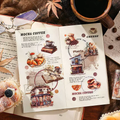 Coffee Vintage Journaling Scrapbooking Washi Tape Sticker Roll ( 4pcs )