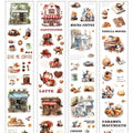 Coffee Vintage Journaling Scrapbooking Washi Tape Sticker Roll ( 4pcs )