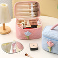 Pinteresty Tulip Plush Cosmetic Makeup Vanity Organizer Pouch ( 1pc )