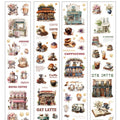 Coffee Vintage Journaling Scrapbooking Washi Tape Sticker Roll ( 4pcs )