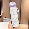 Pinteresty Floral Cherry Double Sipper Stainless Steel Bottle ( 1pc )