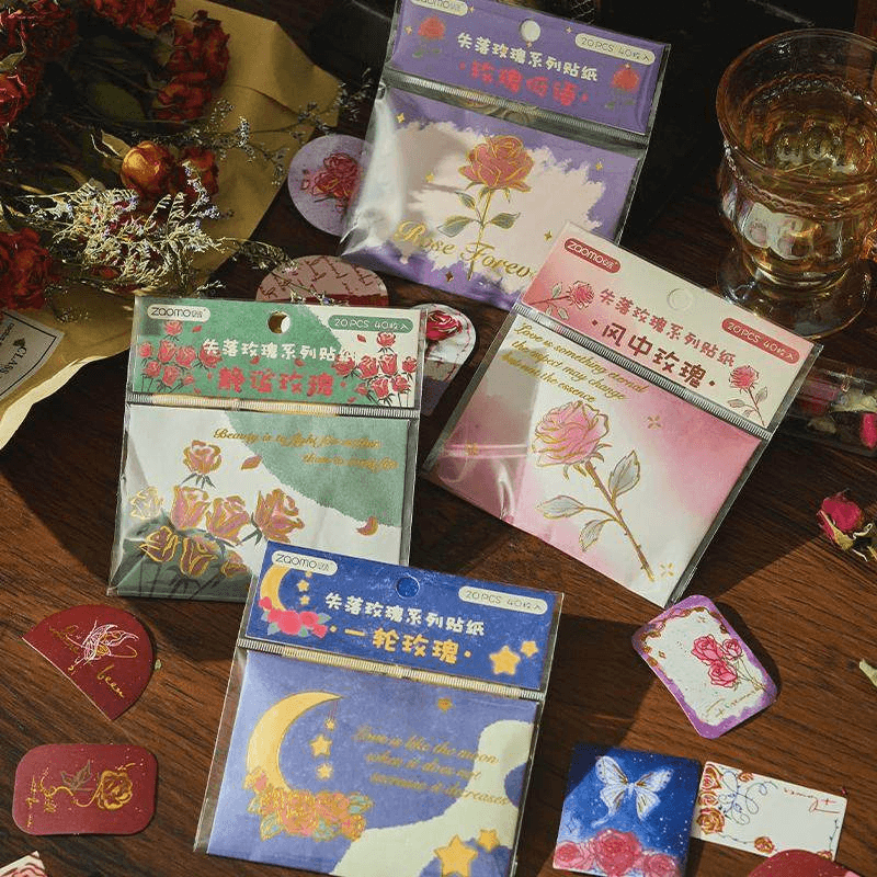 Rose Series Journaling Self Adhesive Stamp Stickers ( 40stickers )