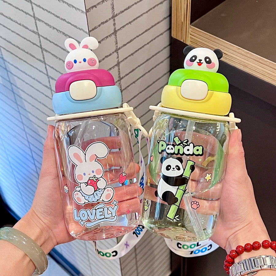 Panda Bunny Superhero Character Sipper Water Bottle 650ML ( 1pc )
