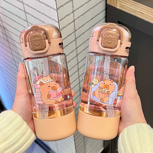 Capybara Double Sipper Water Bottle 580ML ( 1pc )