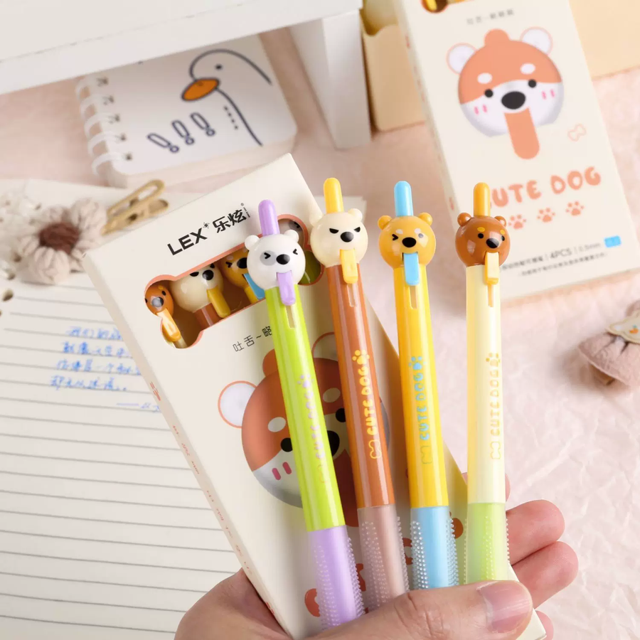 Puppy Dog Erasable Blue Gel Pen Set ( 4pcs )