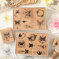 Retro Art Style Butterfly Rubber Stamp Set For Journaling Scrapbooking ( 8pcs )