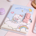 Milu Cat Kawaii Combination Lock Notebook Diary ( 1pc )