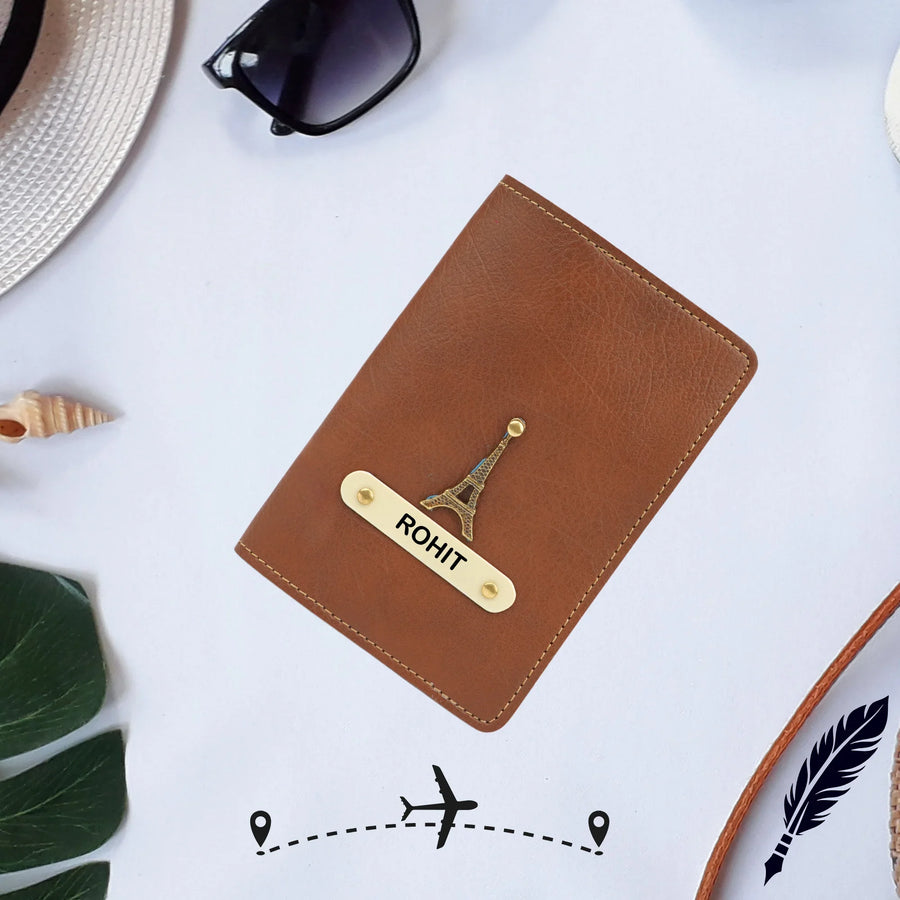 Personalized Nexon Leather Passport Cover - Tan