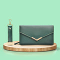 Vegan Leather Lady Wallet and Keychain - Grey